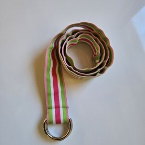 Molly B Bright Striped D Ring Fabric Belt S / M Pink Green